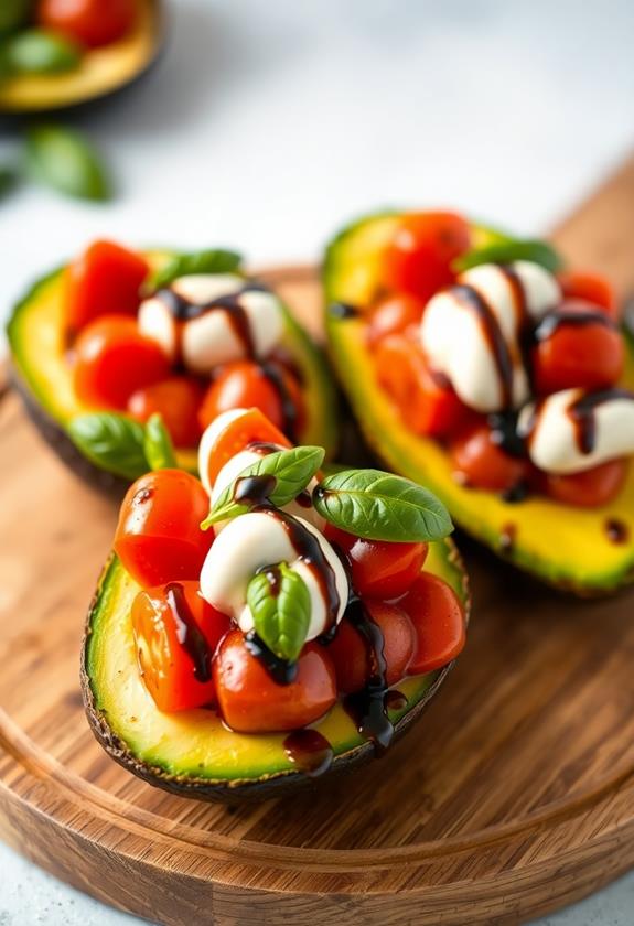 avocado filled caprese salad