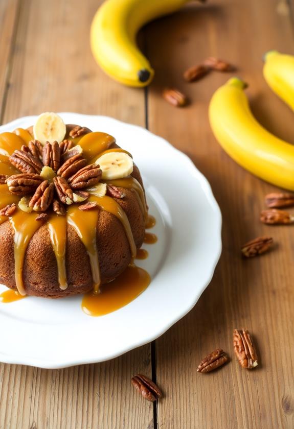 caramel pecan banana cake