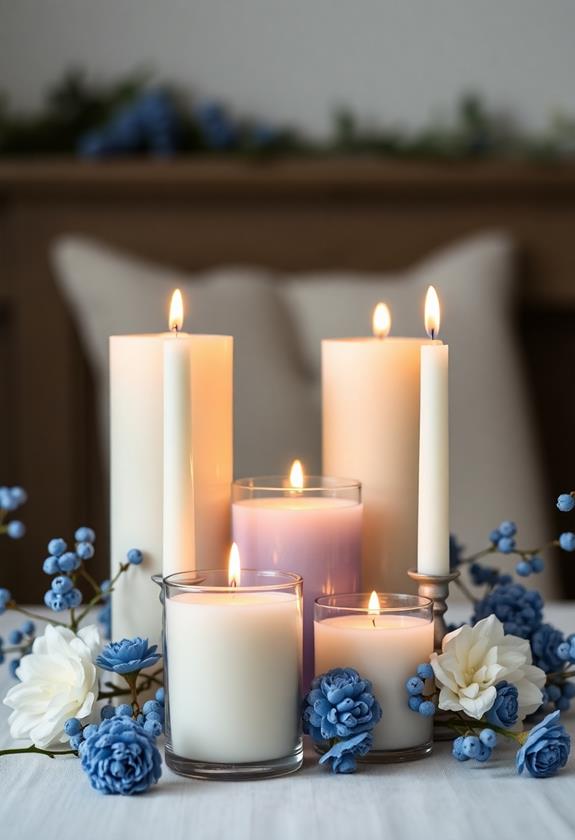 classic blue and white candle