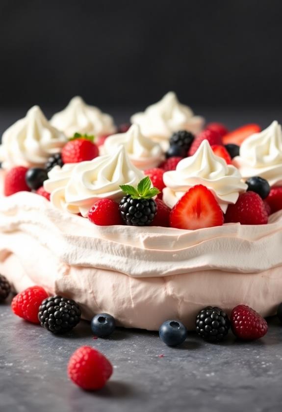 fresh berry pavlova dessert