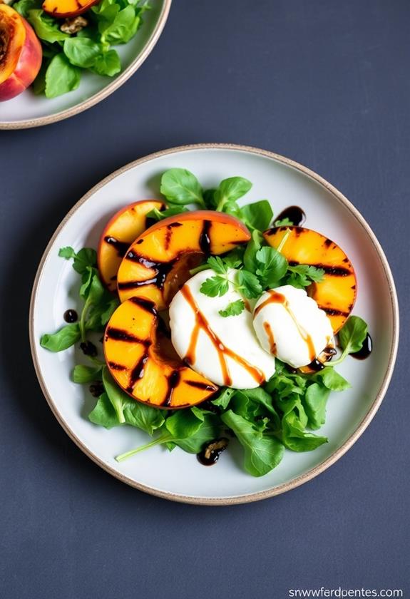 grilled peach burrata salad