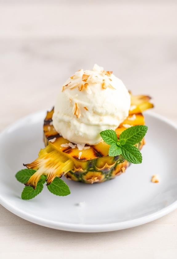 grilled pineapple with coconut ice cream