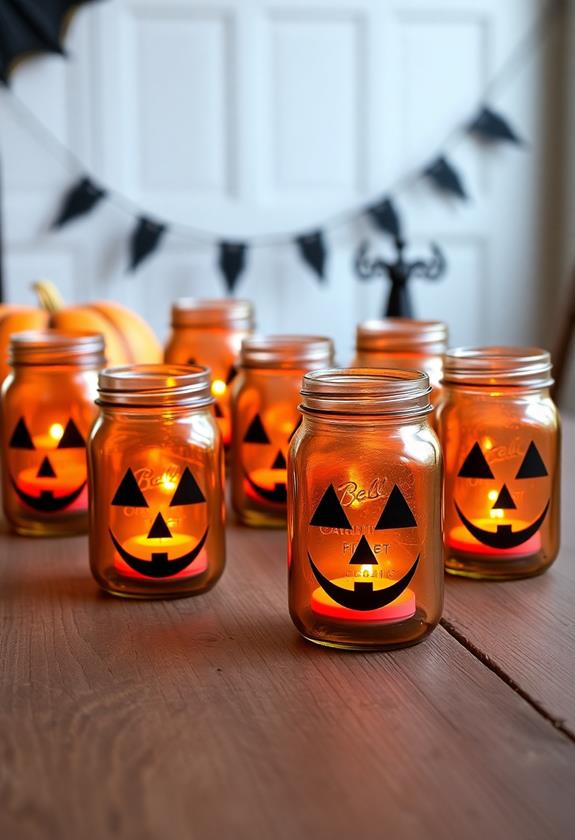 pumpkin lantern glass jars