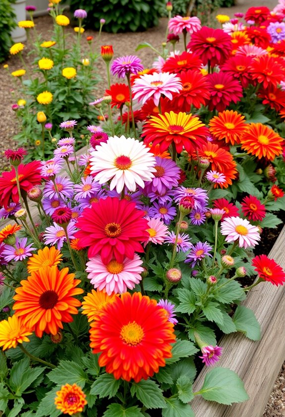 bold flowers in bed