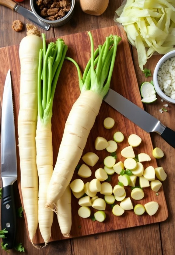 preparing parsnips for cooking